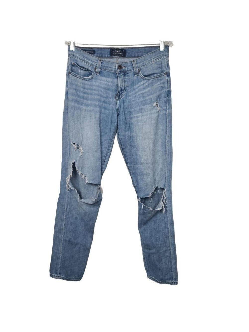 Lucky Brand Sienna Slim Boyfriend Distressed Light Wash Denim Jeans 0/25